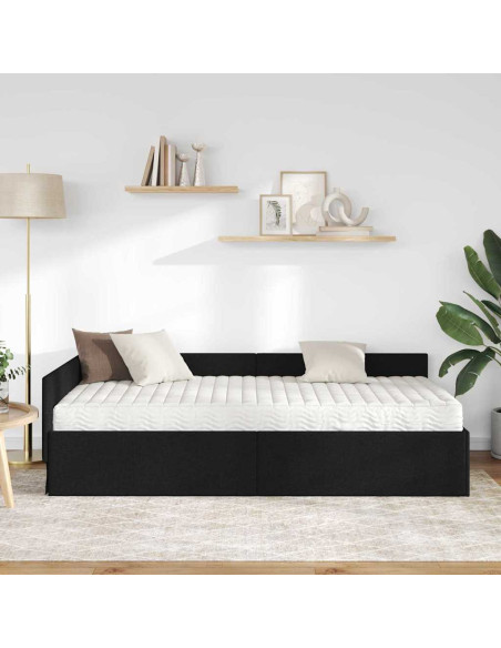 Struttura Letto Angolare con Materasso Altro 2 pcs Nero Tessuto