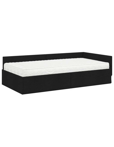 Struttura Letto Angolare con Materasso Altro 2 pcs Nero Tessuto