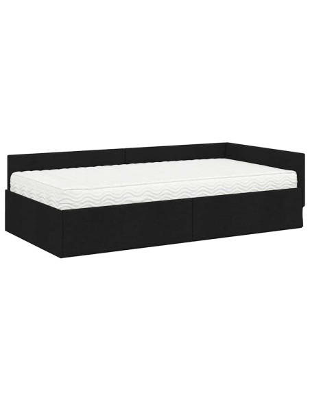 Struttura Letto Angolare con Materasso Altro 2 pcs Nero Tessuto