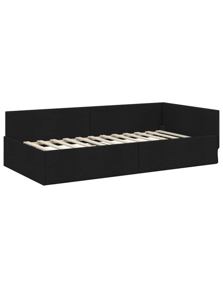 Struttura Letto Angolare con Materasso Altro 2 pcs Nero Tessuto