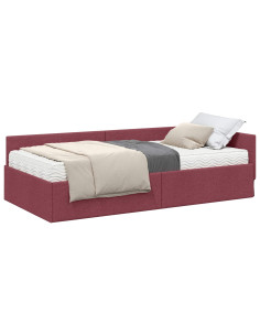 Struttura Letto Angolare con Materasso 2 pcs Rosso Tessuto 2