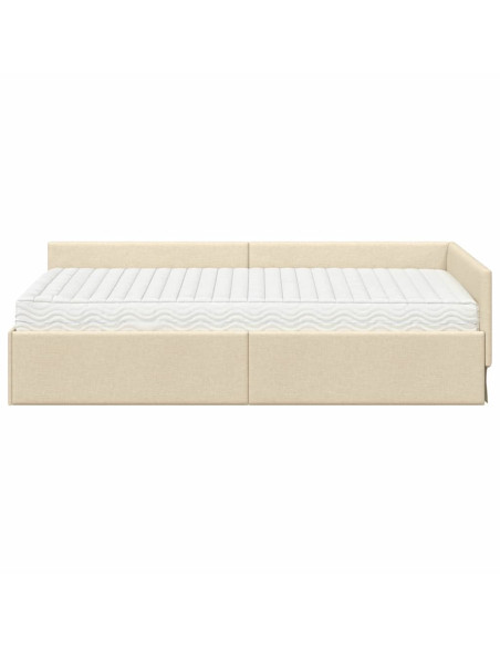 Struttura Letto Angolare con Materasso 2 pcs Crema Tessuto