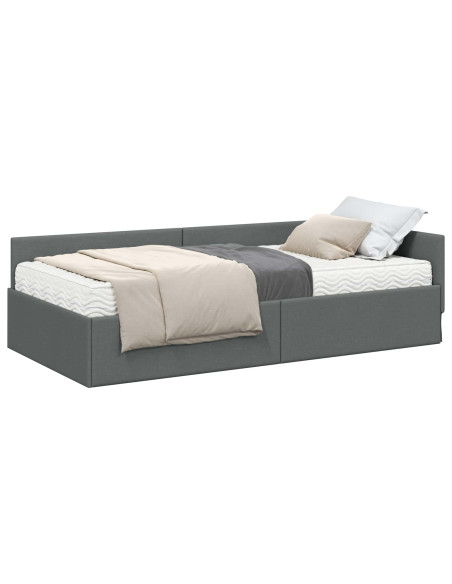 Struttura Letto Angolare con Materasso 2 pcs Grigio Tessuto