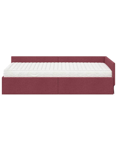 Struttura Letto Angolare con Materasso 2 pcs Rosso Tessuto