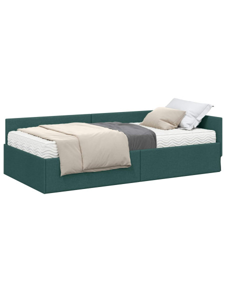 Struttura Letto Angolare con Materasso 2 pcs Verde Tessuto