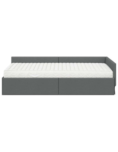 Struttura Letto Angolare con Materasso 2 pcs Grigio Tessuto