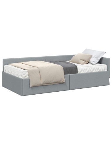 Struttura Letto Angolare con Materasso 2 pcs Grigio chiaro