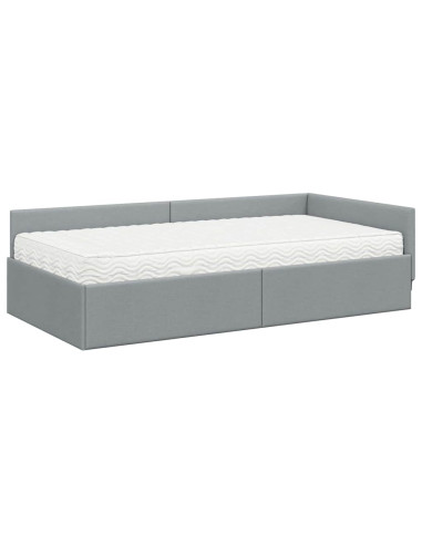 Struttura Letto Angolare con Materasso 2 pcs Grigio chiaro