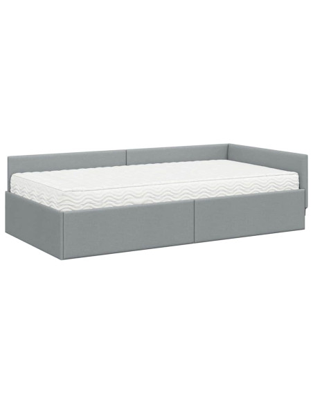 Struttura Letto Angolare con Materasso 2 pcs Grigio chiaro