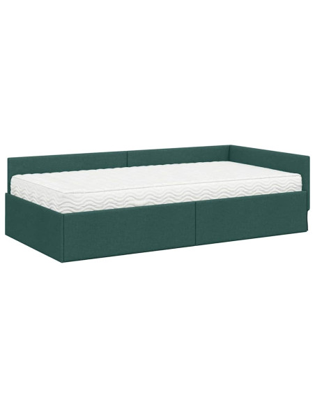 Struttura Letto Angolare con Materasso 2 pcs Verde Tessuto