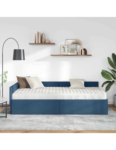 Struttura Letto Angolare con Materasso Altro 2 pcs Blu Tessuto