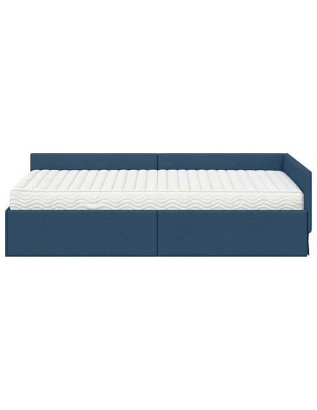 Struttura Letto Angolare con Materasso Altro 2 pcs Blu Tessuto