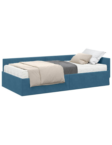 Struttura Letto Angolare con Materasso Altro 2 pcs Blu Velluto