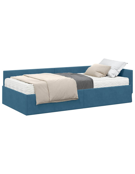 Struttura Letto Angolare con Materasso Altro 2 pcs Blu Velluto