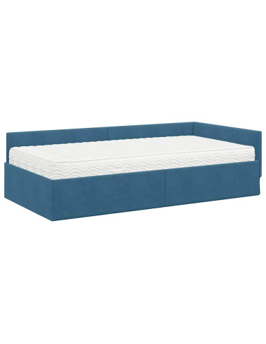 Struttura Letto Angolare con Materasso Altro 2 pcs Blu Velluto