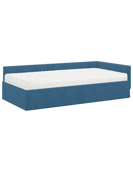 Struttura Letto Angolare con Materasso Altro 2 pcs Blu Velluto