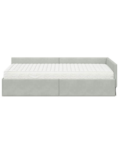Struttura Letto Angolare con Materasso 2 pcs Grigio chiaro