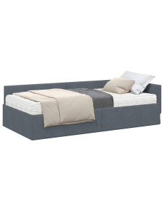 Struttura Letto Angolare con Materasso 2 pcs Grigio Velluto 2