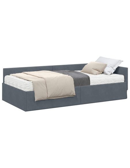 Struttura Letto Angolare con Materasso 2 pcs Grigio Velluto