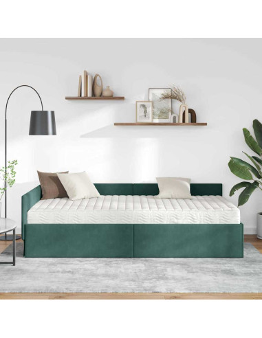 Struttura Letto Angolare con Materasso 2 pcs Verde Velluto