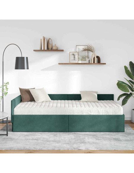 Struttura Letto Angolare con Materasso 2 pcs Verde Velluto