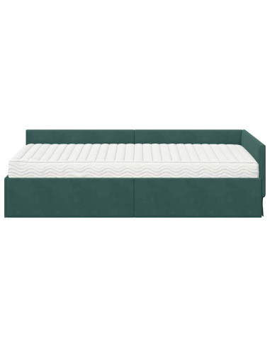 Struttura Letto Angolare con Materasso 2 pcs Verde Velluto