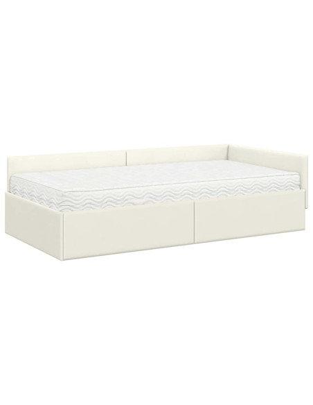 Struttura Letto Angolare con Materasso 2 pcs Crema Velluto