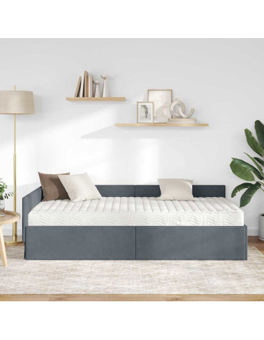 Struttura Letto Angolare con Materasso 2 pcs Grigio Velluto