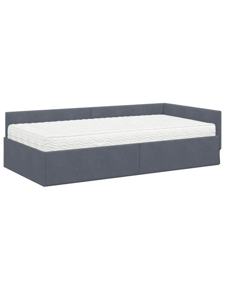 Struttura Letto Angolare con Materasso 2 pcs Grigio Velluto