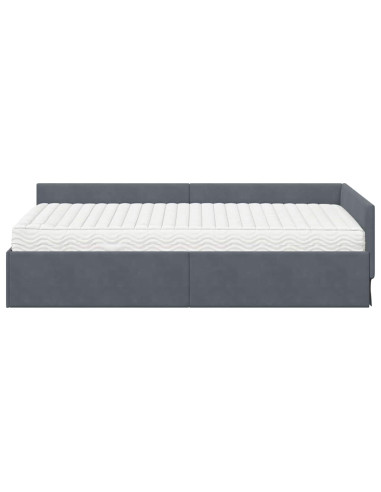 Struttura Letto Angolare con Materasso 2 pcs Grigio Velluto