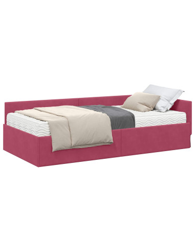 Struttura Letto Angolare con Materasso 2 pcs Verde Velluto