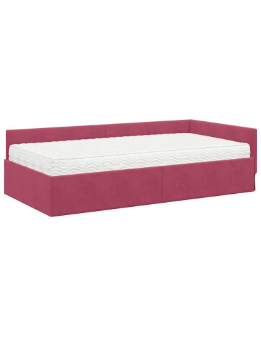 Struttura Letto Angolare con Materasso 2 pcs Verde Velluto