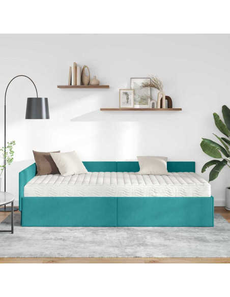 Struttura Letto Angolare con Materasso 2 pcs Verde Velluto