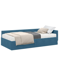 Struttura Letto Angolare con Materasso Altro 2 pcs Blu Velluto 2
