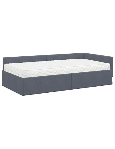 Struttura Letto Angolare con Materasso 2 pcs Grigio Velluto