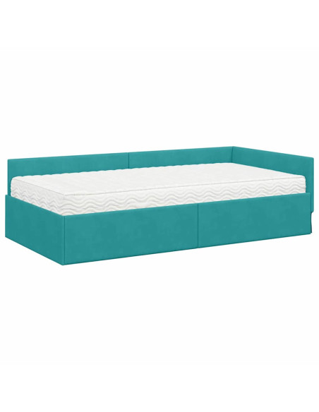 Struttura Letto Angolare con Materasso 2 pcs Turchese Velluto
