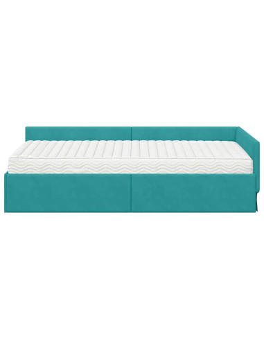 Struttura Letto Angolare con Materasso 2 pcs Turchese Velluto