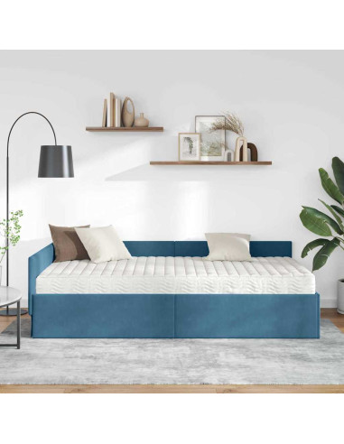 Struttura Letto Angolare con Materasso Altro 2 pcs Blu Velluto