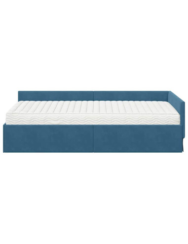 Struttura Letto Angolare con Materasso Altro 2 pcs Blu Velluto