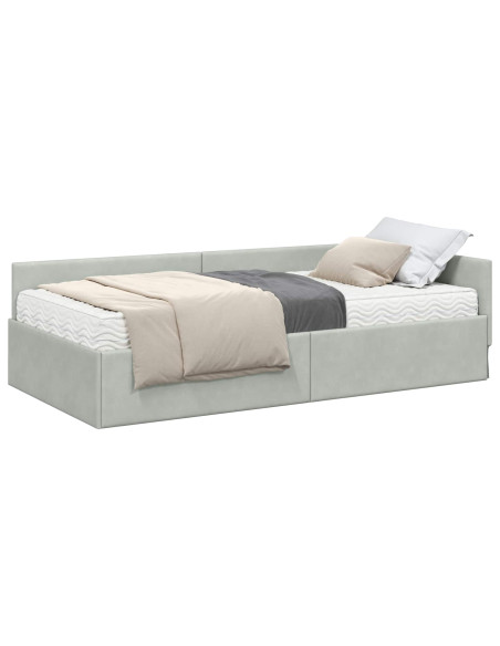 Struttura Letto Angolare con Materasso 2 pcs Grigio chiaro