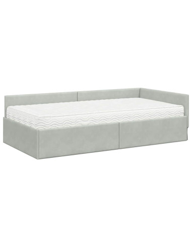 Struttura Letto Angolare con Materasso 2 pcs Grigio chiaro