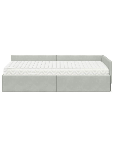 Struttura Letto Angolare con Materasso 2 pcs Grigio chiaro
