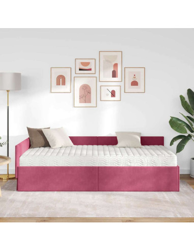 Struttura Letto Angolare con Materasso 2 pcs Verde Velluto