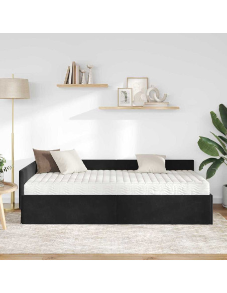 Struttura Letto Angolare con Materasso Altro 2 pcs Nero Velluto