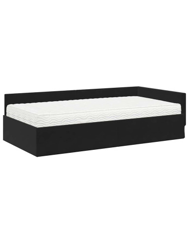 Struttura Letto Angolare con Materasso Altro 2 pcs Nero Velluto