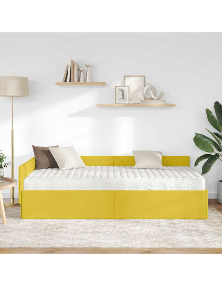 Struttura Letto Angolare con Materasso 2 pcs Giallo Velluto