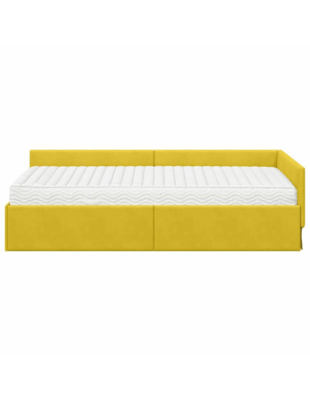 Struttura Letto Angolare con Materasso 2 pcs Giallo Velluto