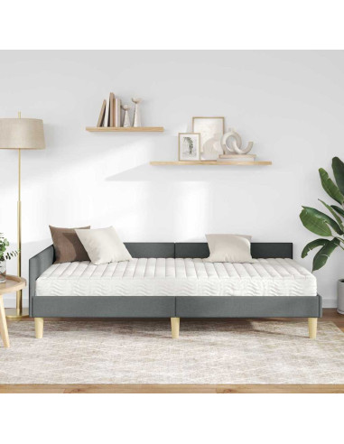 Struttura Letto Angolare con Materasso 2 pcs Grigio Tessuto