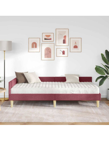 Struttura Letto Angolare con Materasso 2 pcs Grigio Tessuto