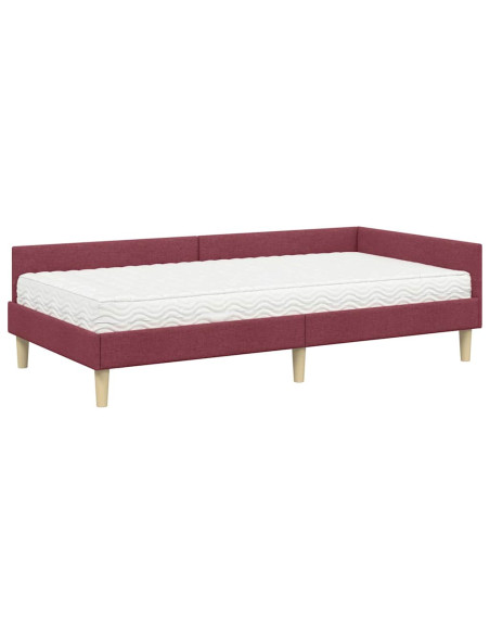 Struttura Letto Angolare con Materasso 2 pcs Grigio Tessuto